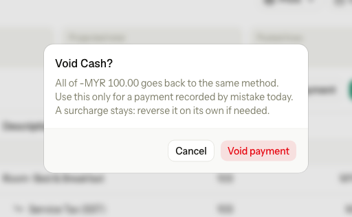 The Void payment confirmation