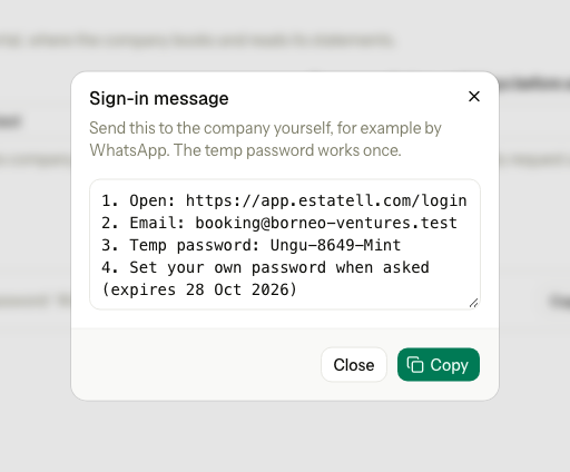 The Sign-in message dialog after saving a new email