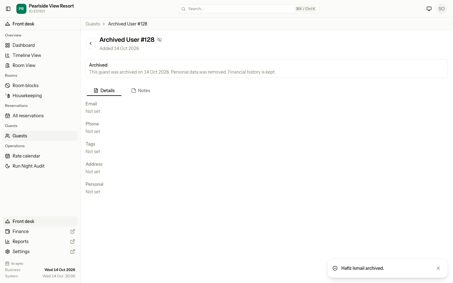A guest after it was archived