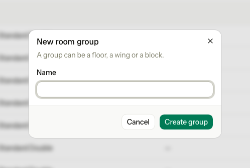 The New room group dialog