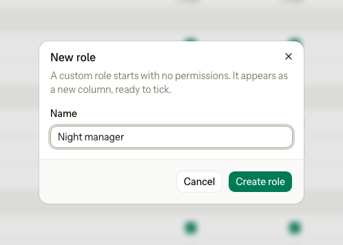 The dialog to add a role